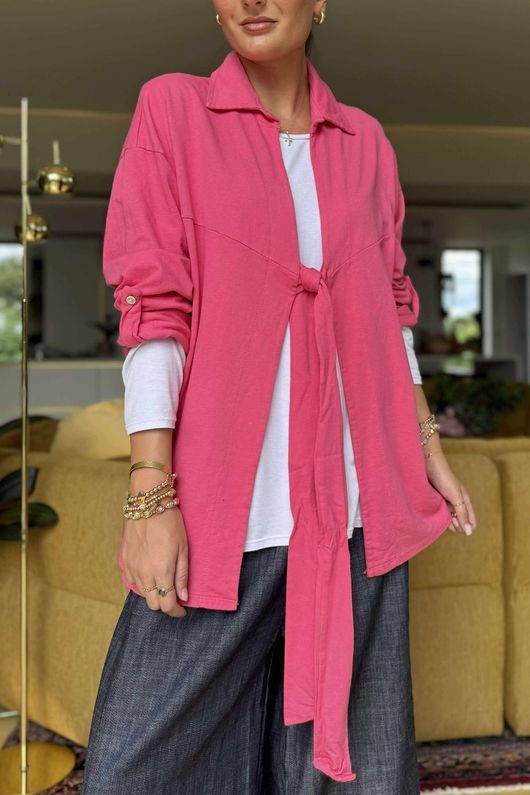 Made in Italy Salt Tie Front Jacket Raspberry /3 = ~